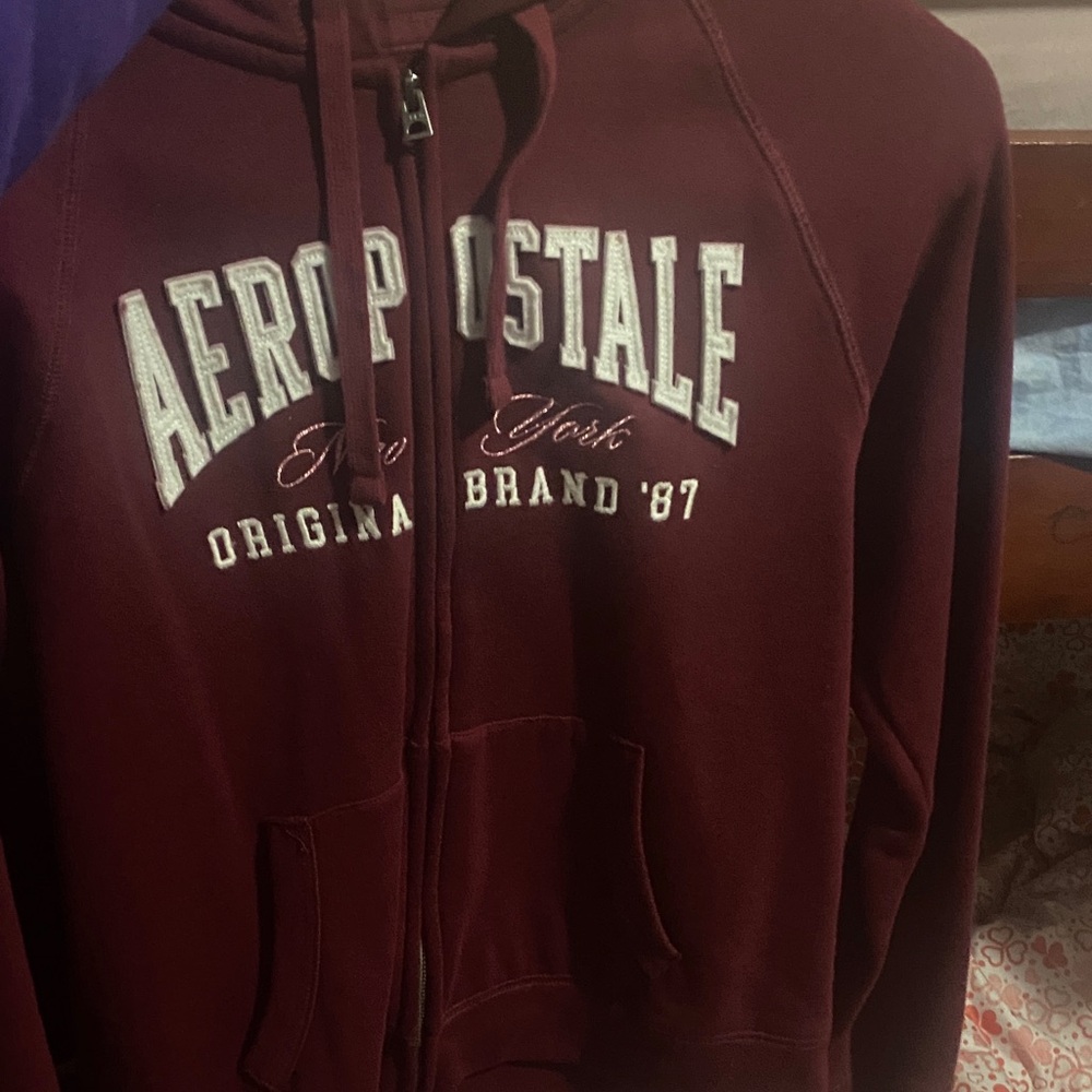 Aeropostale Burgundy Zip-Up Hoodie